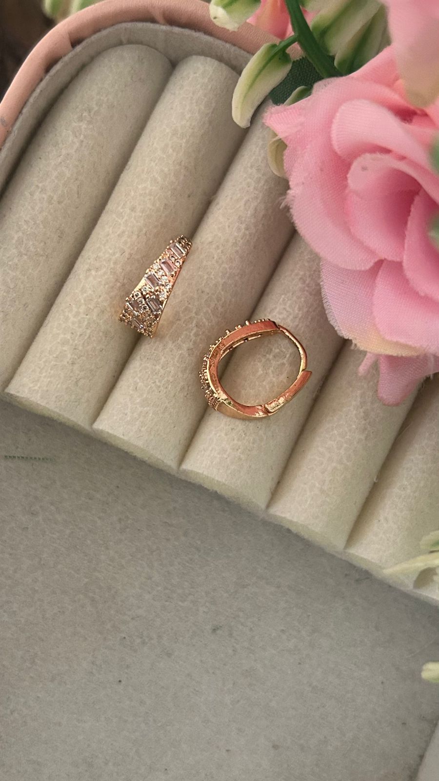 Gold Plated Baguette Cubic Zirconia Bali Hoop Earrings – baguette CZ bali earrings