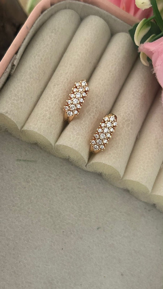 Sparkling Cubic Zirconia Bali Earrings – Gold Plated Designer Hoops-pave CZ bali earrings