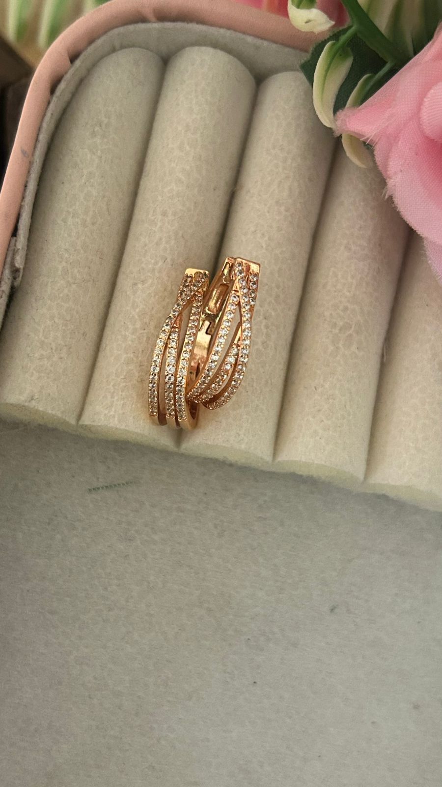 Designer Multi-Line CZ Bali Earrings – Gold Plated Fashion Hoops