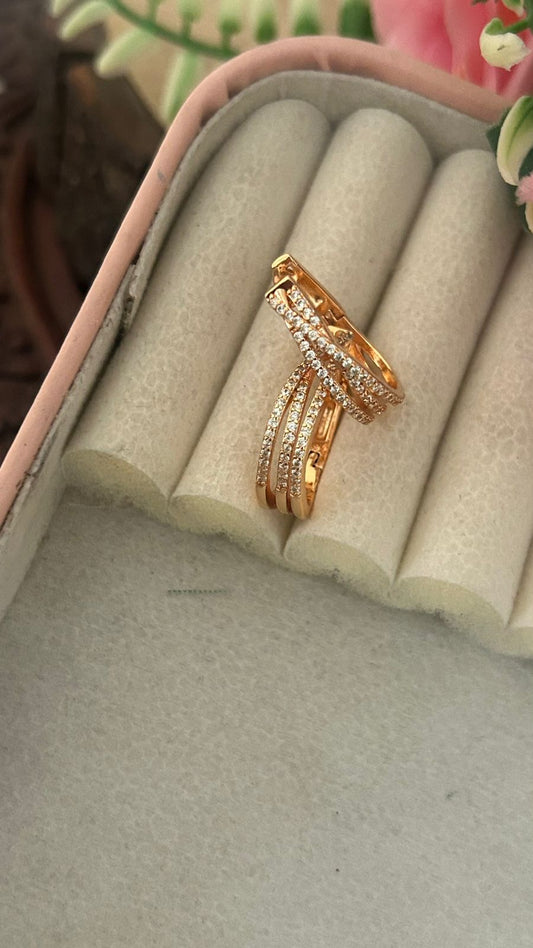 Designer Multi-Line CZ Bali Earrings – Gold Plated Fashion Hoops