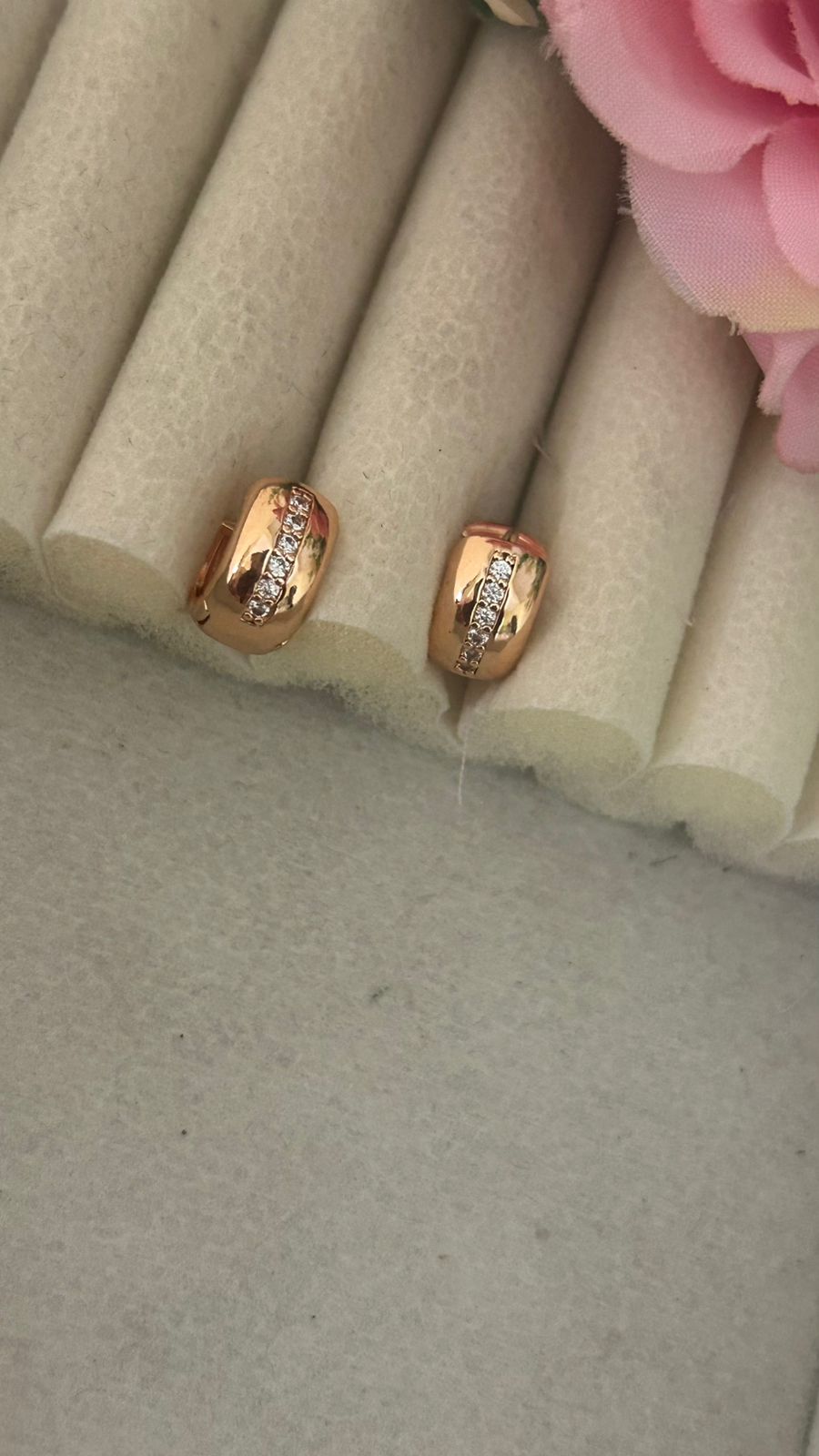 Classic Cubic Zirconia Huggie Earrings – Elegant Gold Plated Hoops