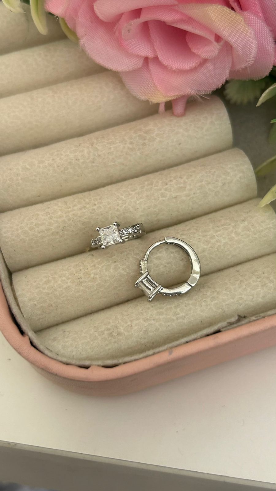 Sparkling Princess Cut CZ Bali Earrings in Silver Finish – Trendy Women’s Jewellery