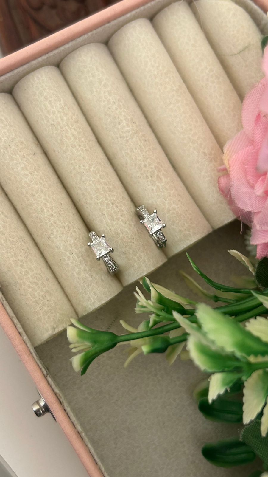 Sparkling Princess Cut CZ Bali Earrings in Silver Finish – Trendy Women’s Jewellery