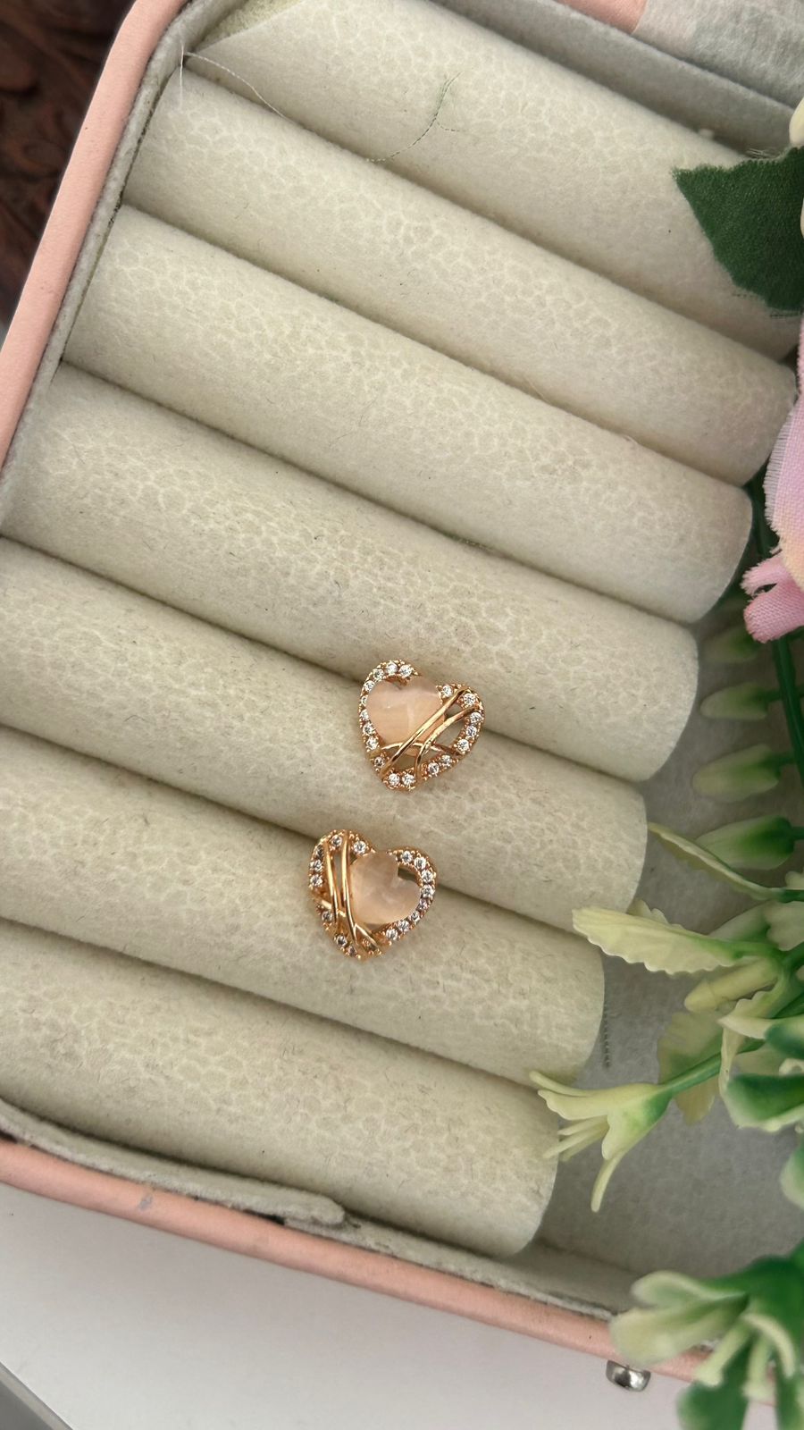 Elegant Heart Shape CZ Rose Gold Stud Earrings – Romantic Jewellery for Women