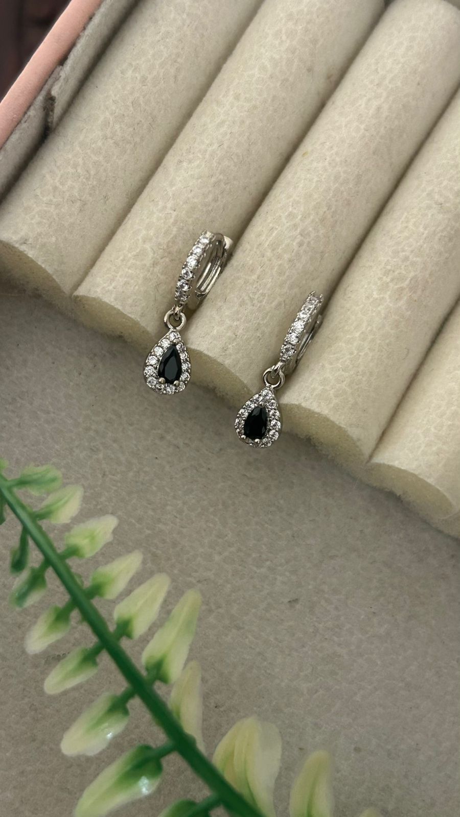 Silver Bali Earrings with CZ Teardrop Dangle – Stylish Daily Wear Hoops