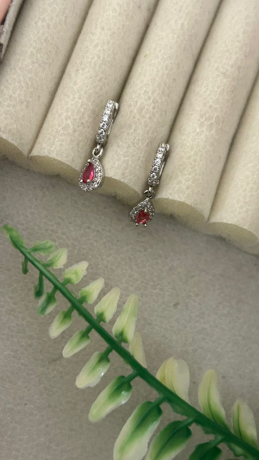 Silver Bali Earrings with CZ Teardrop Dangle – Stylish Daily Wear Hoops