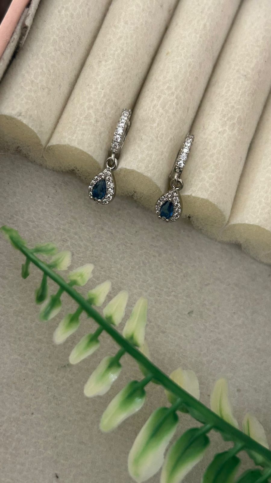 Silver Bali Earrings with CZ Teardrop Dangle – Stylish Daily Wear Hoops