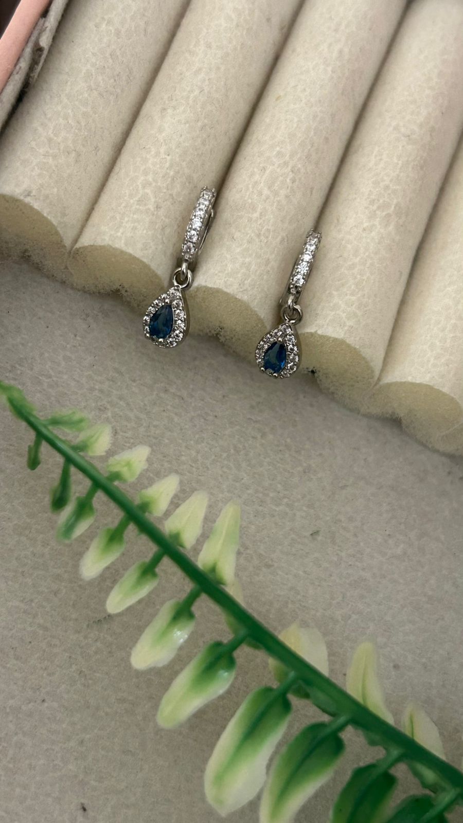 Silver Bali Earrings with CZ Teardrop Dangle – Stylish Daily Wear Hoops