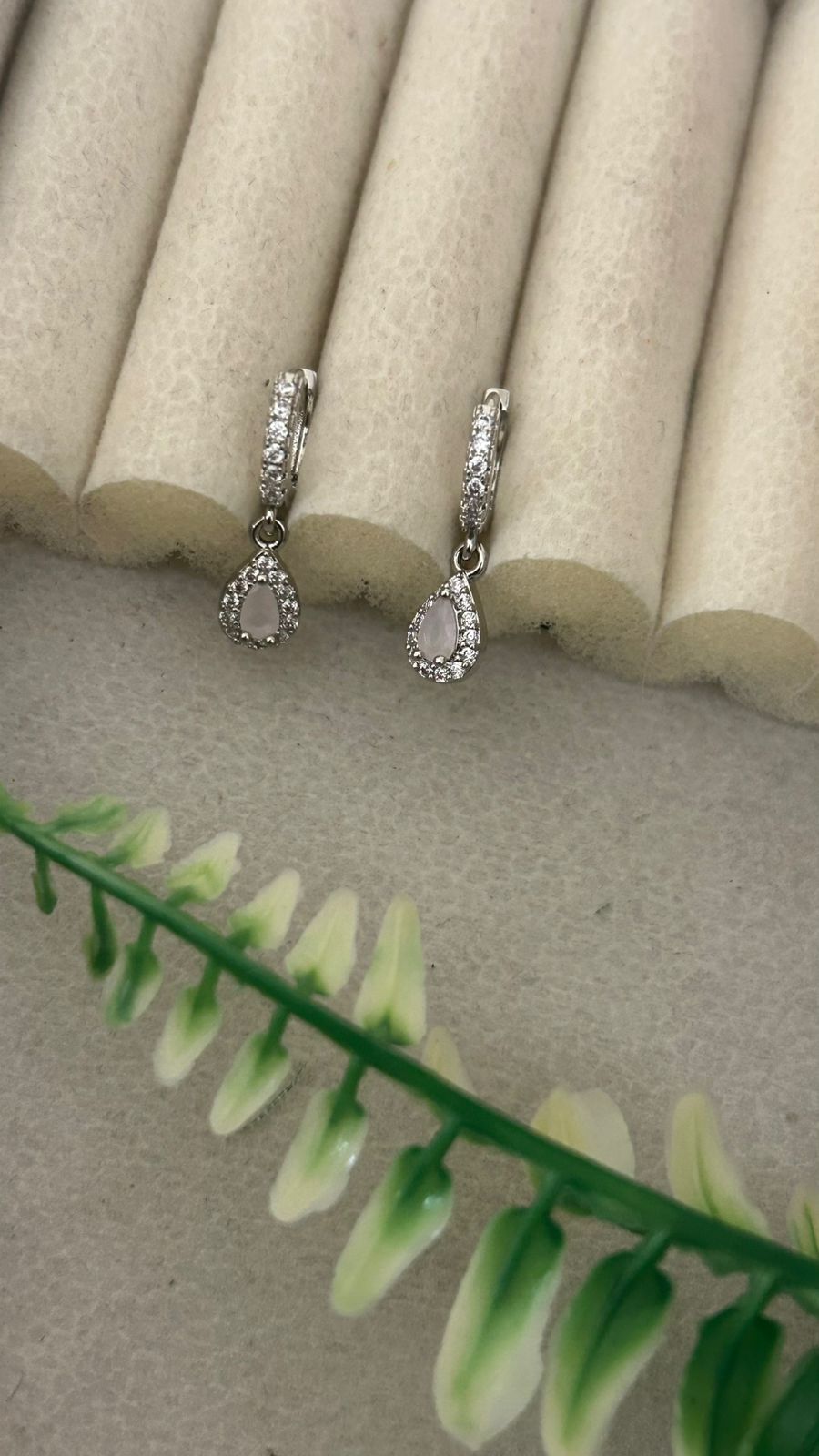 Silver Bali Earrings with CZ Teardrop Dangle – Stylish Daily Wear Hoops