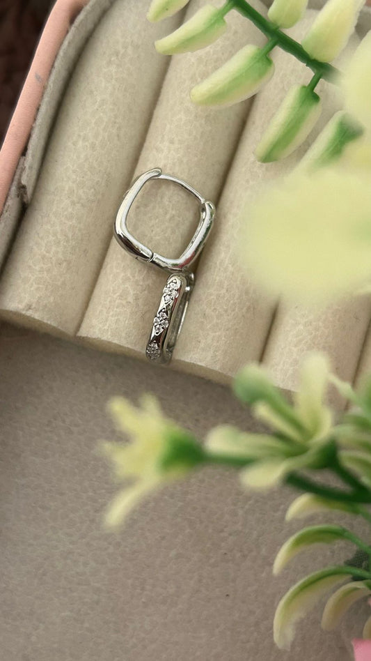 Elegant Slim Link Dangle Earrings with CZ Stones