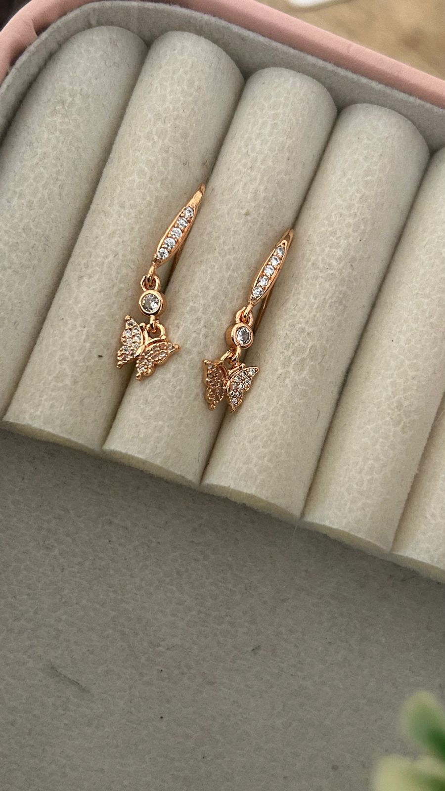 Delicate Butterfly Crystal Dangle Earrings for Women