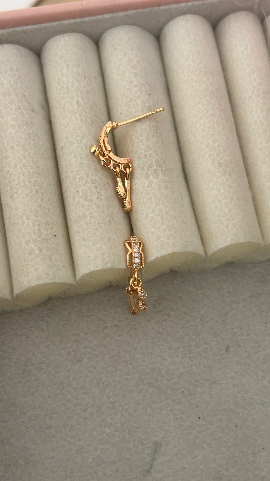 Mini Hoop Earrings with Sparkling Tassel Drop