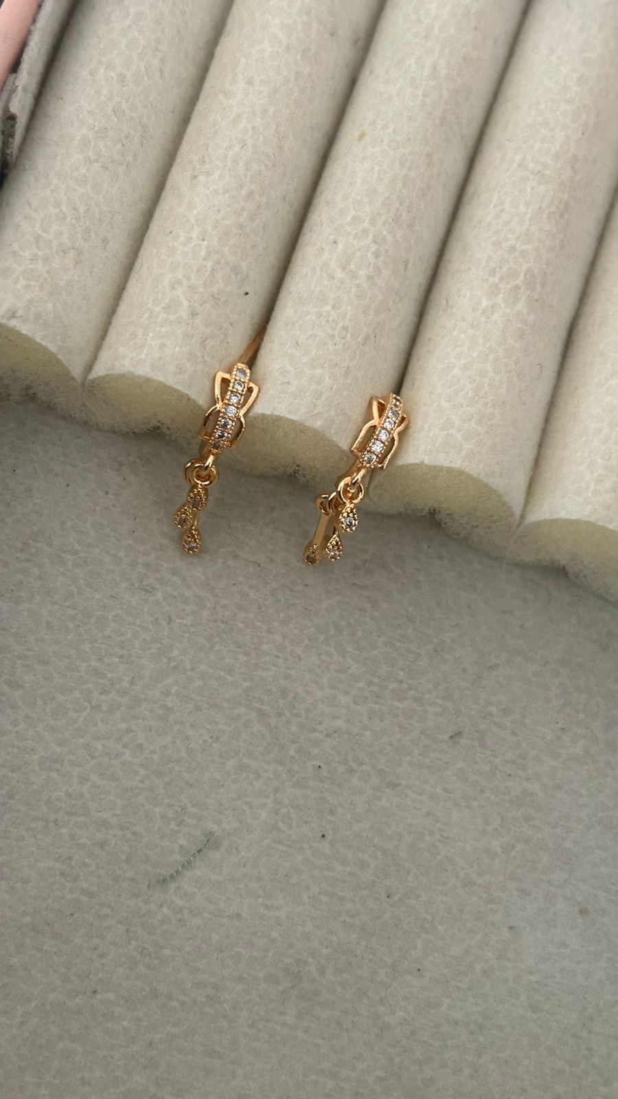Mini Hoop Earrings with Sparkling Tassel Drop