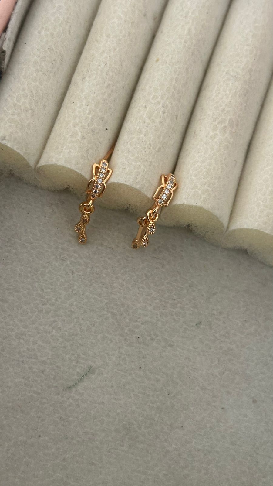 Mini Hoop Earrings with Sparkling Tassel Drop