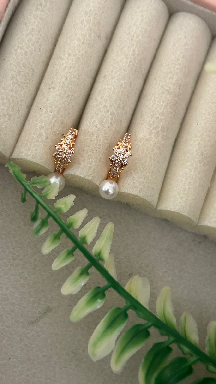 Ornate Crystal Flower Earrings with Pearl Finish
