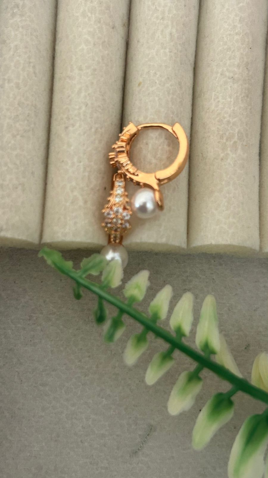 Ornate Crystal Flower Earrings with Pearl Finish