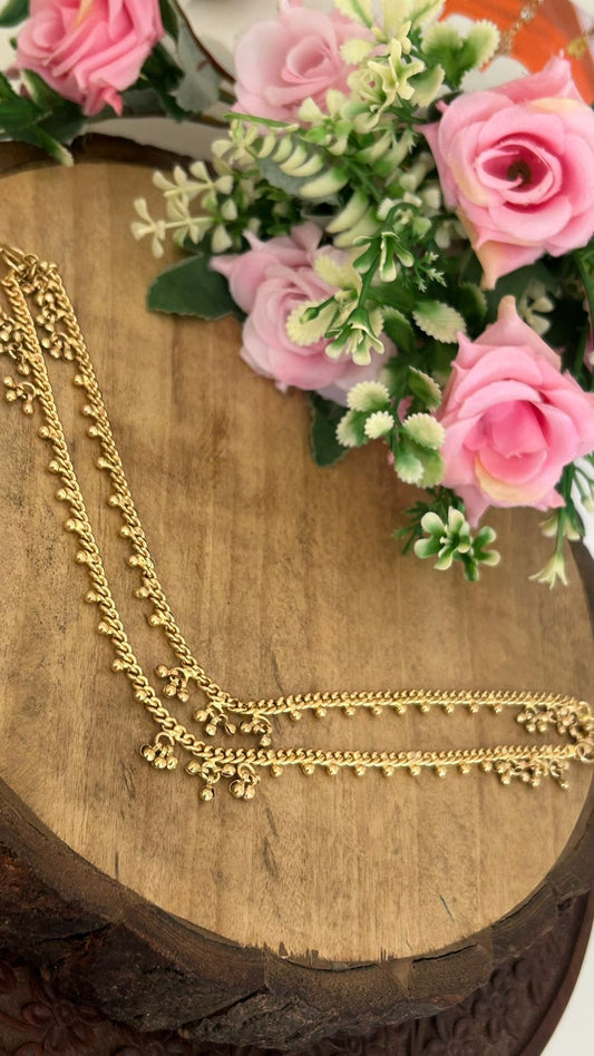 Traditional Panchaloha Anklets (10.5 Inch) Unpolished – Antique Ghungroo Charm Payal for Women