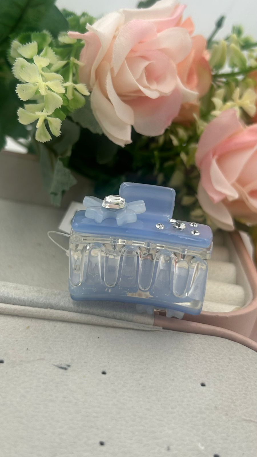 Small Acrylic Hair Claw Clips – Floral Crystal Hair Accessories