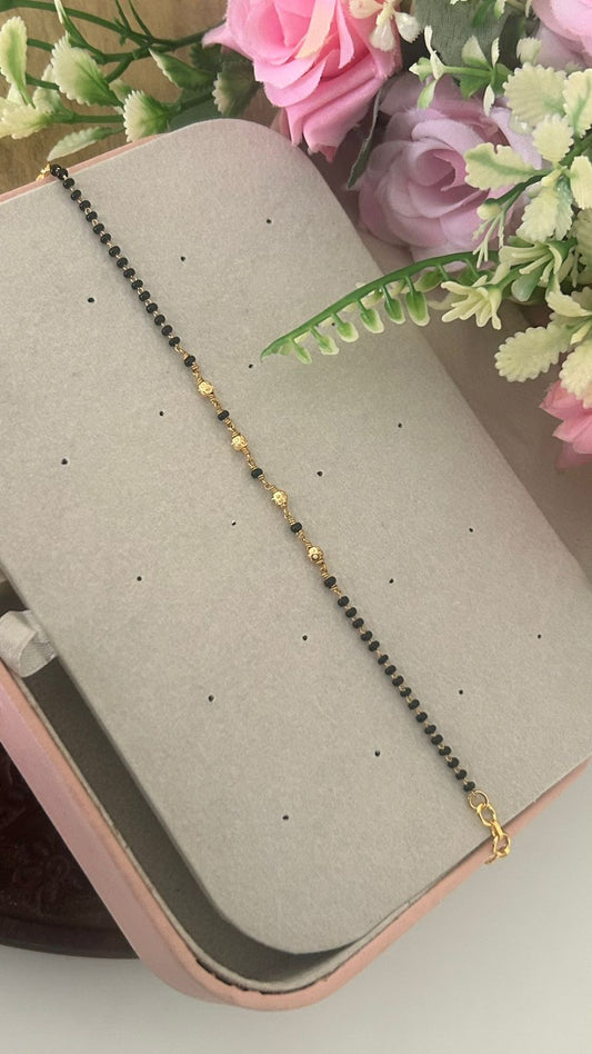 Elegant Black Bead Mangalsutra Bracelet with Gold Design Beads – Traditional Wear Bracelet for Women