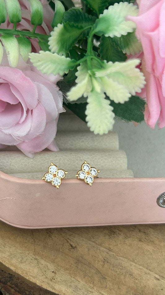 Polished Panchaloham Floral Stone Stud Earrings – Traditional Lightweight Daily Wear