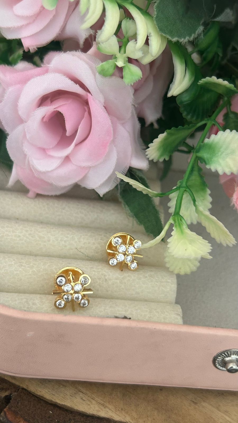 Polished Panchaloham Starburst Floral Stone Stud Earrings – Traditional Daily Wear