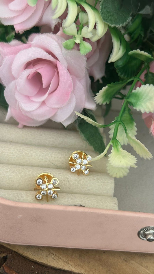 Polished Panchaloham Starburst Floral Stone Stud Earrings – Traditional Daily Wear