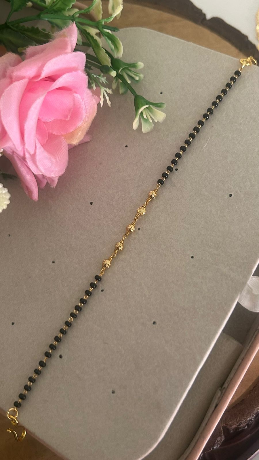Traditional Black Bead Mangalsutra Bracelet with Gold Design – Daily Wear Bracelet