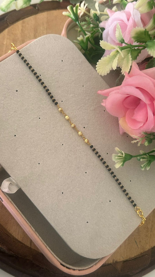 Traditional Black Bead Mangalsutra Bracelet with Gold Design – Daily Wear Bracelet