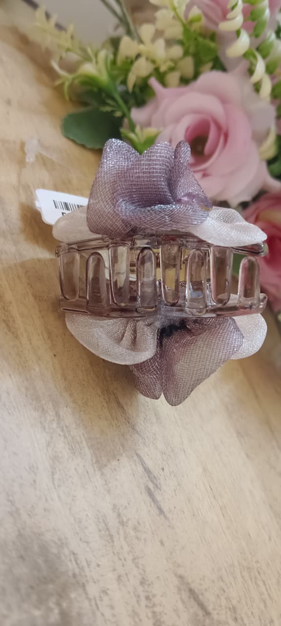 Shimmer Fabric Bow Hair Claw Clips Set – Stylish Organza Hair Accessories