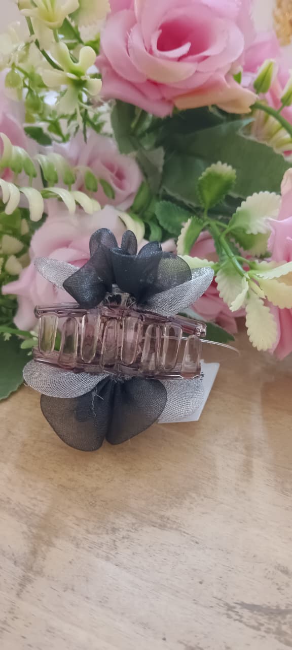 Shimmer Fabric Bow Hair Claw Clips Set – Stylish Organza Hair Accessories