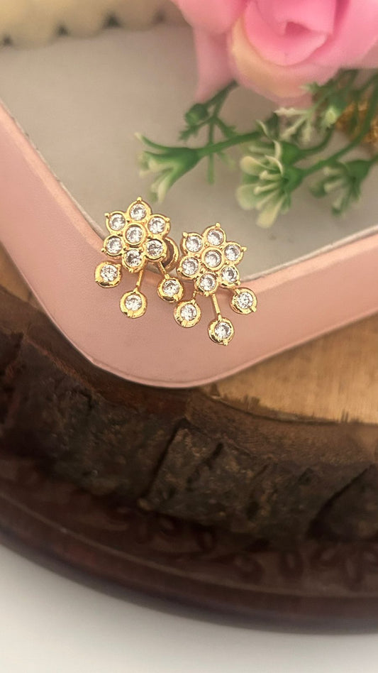 Panchaloham Floral Stud Earrings with Removable Back Drop – Temple Style Design