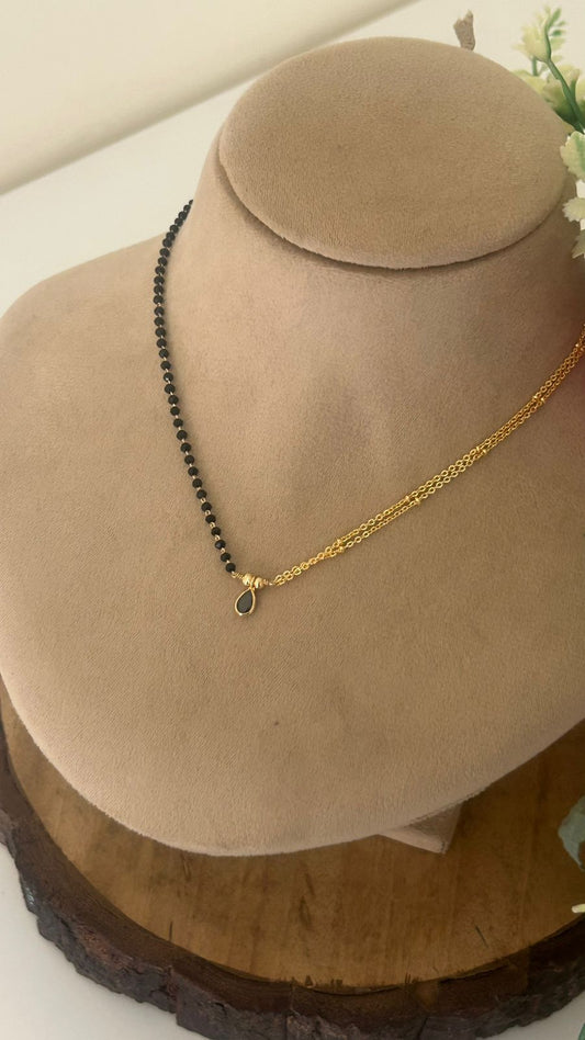 Stylish Minimal Black Beads Mangalsutra with Black Drop Pendant