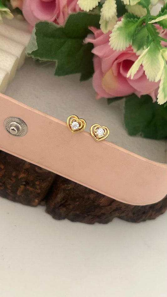 Elegant Panchaloha Gold Polish Heart Studs for Girls & Women