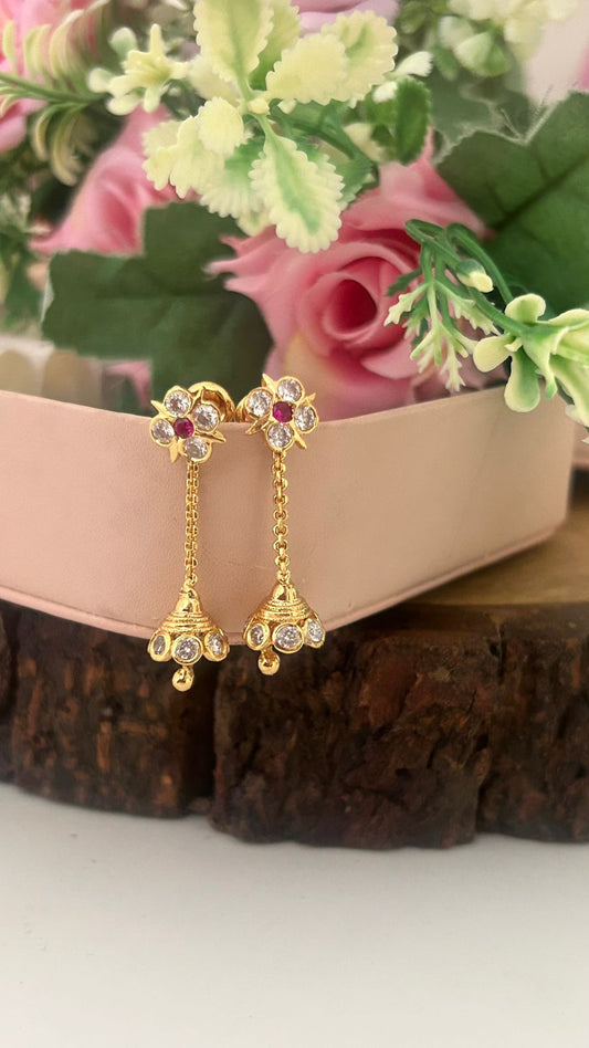 Designer Panchaloham Drop Earrings with Ruby Center Stone