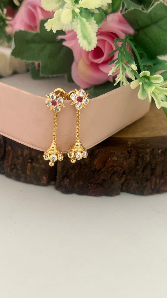 Designer Panchaloham Drop Earrings with Ruby Center Stone