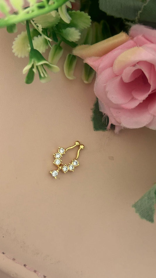 Traditional Panchaloha Polish Septum Ring with Stones