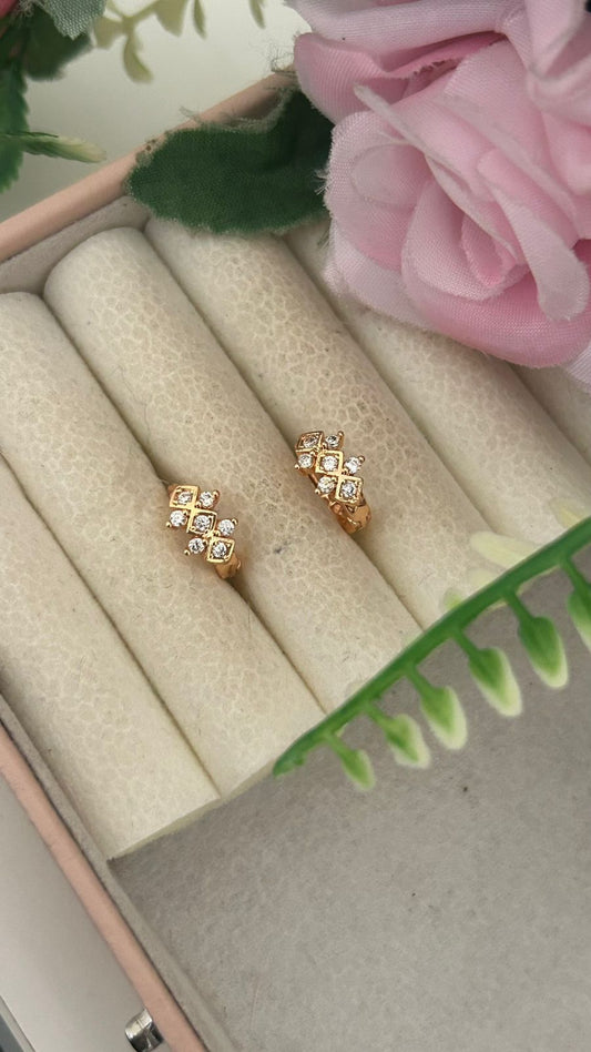 Chic Rose Gold Geometric CZ Bali Earrings for Women