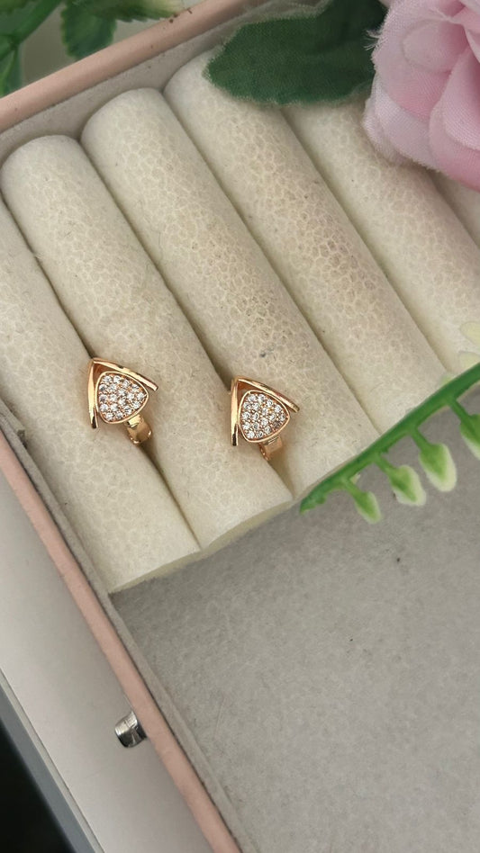 Minimal Triangle Crystal Bali Earrings  ll Rose Gold Triangle CZ Bali Earrings for Women