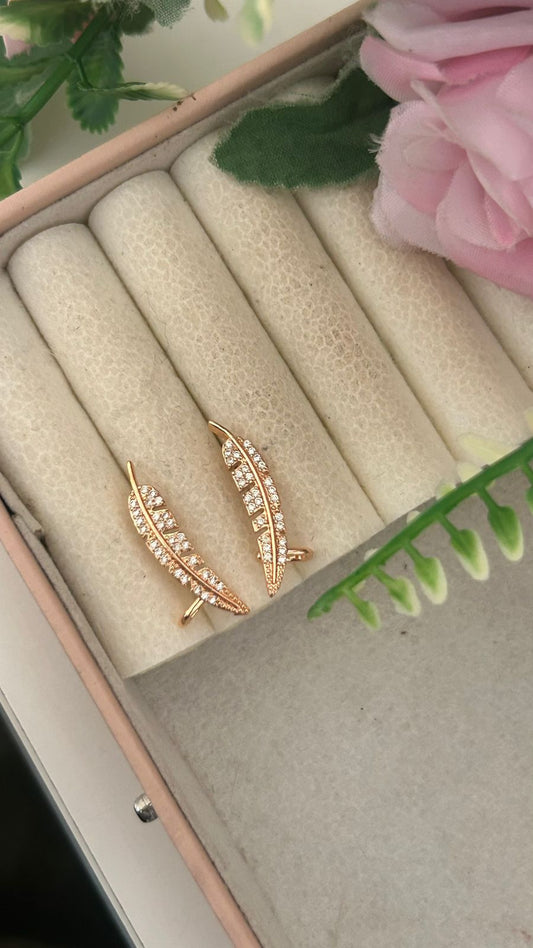 Stylish Nature Inspired CZ Ear Climbers