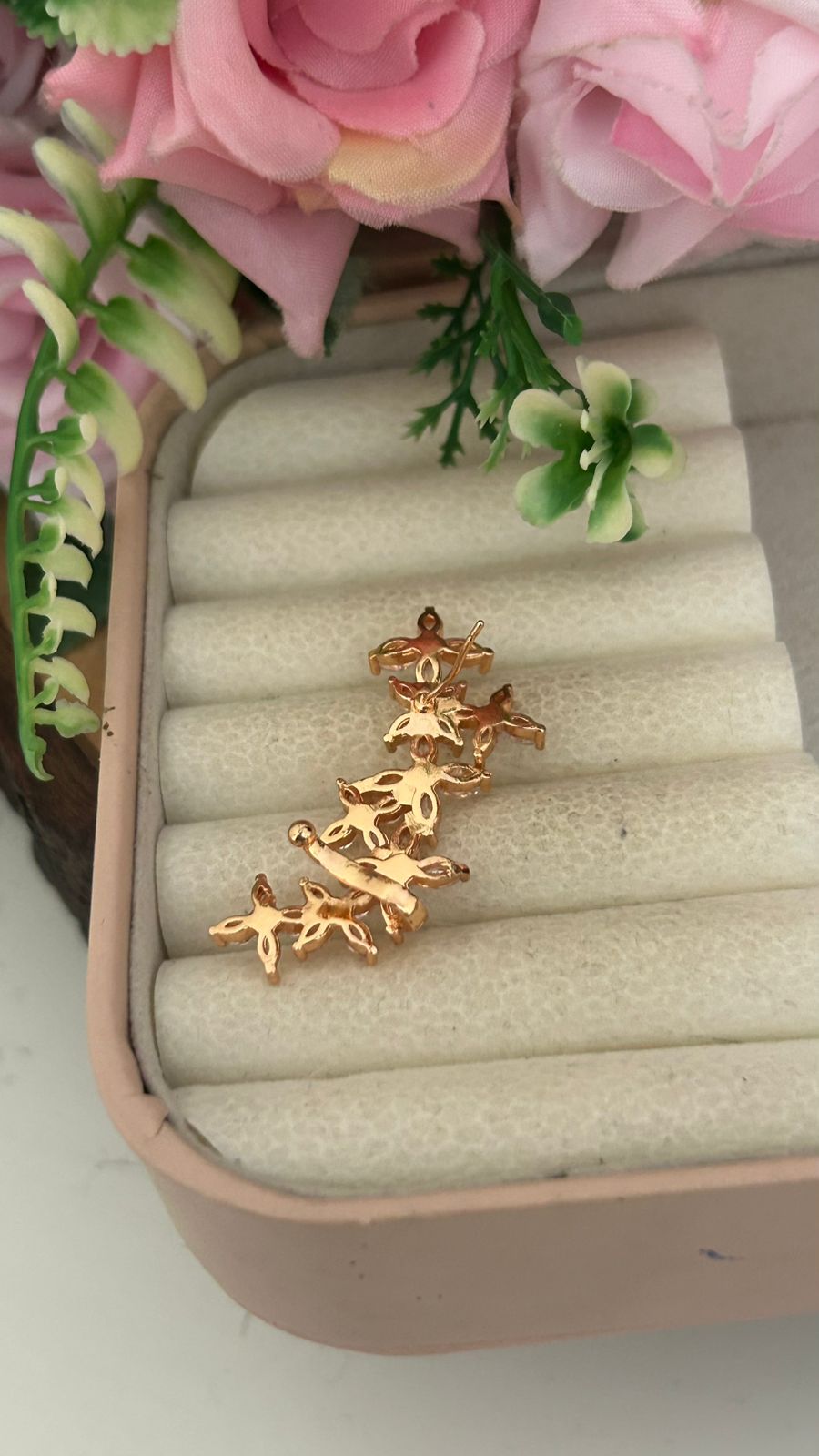 Designer Floral Vine CZ Ear Wrap Earrings ll Premium Korean Style Floral Ear Climbers