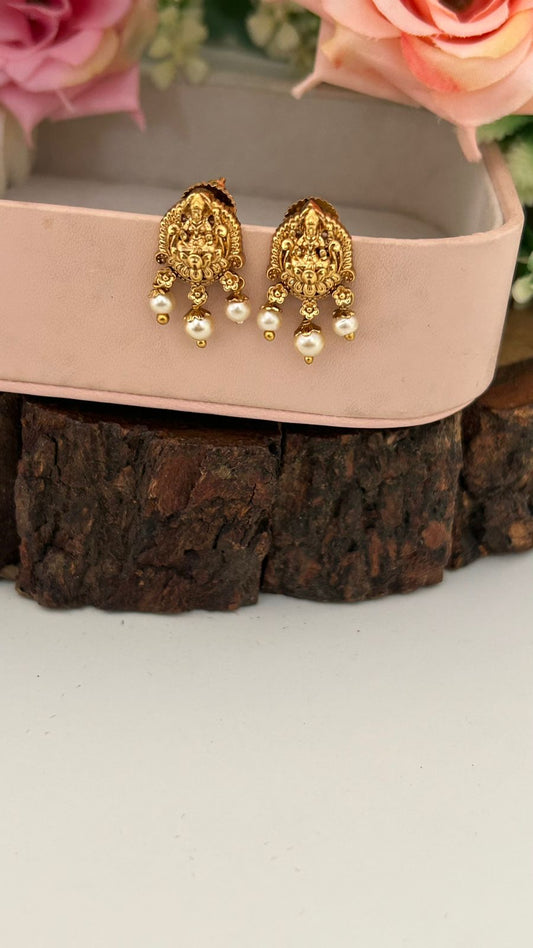 Traditional Lakshmi Pearl Drop Push Back Earrings for Women