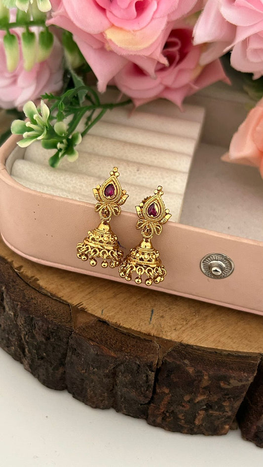 Vintage Style Temple Design Push Back Earrings for Women (SMALL SIZE)