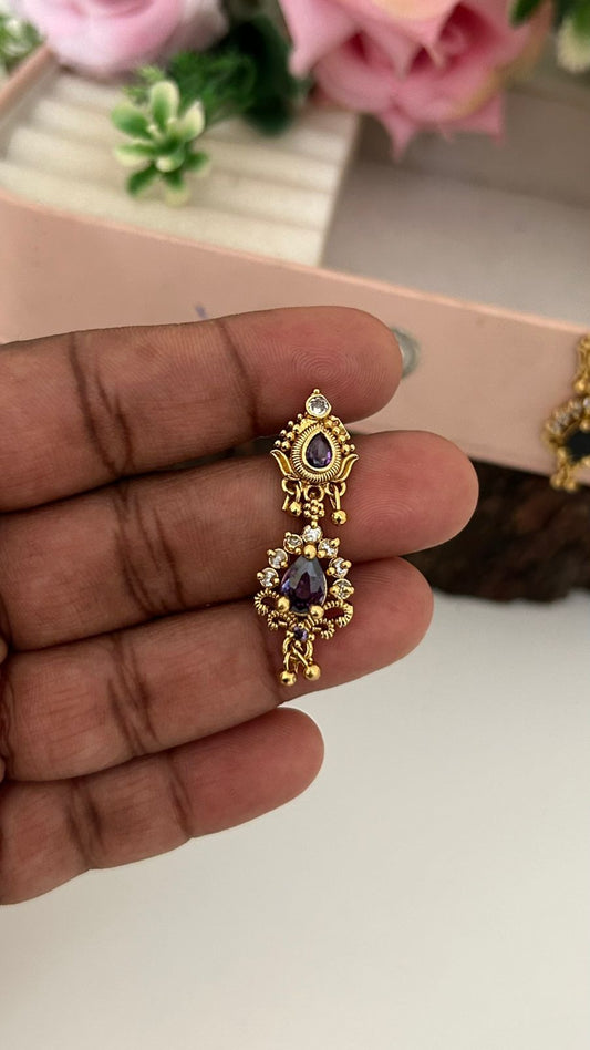 Elegant Purple Teardrop Stone Screw Back Earrings for Women
