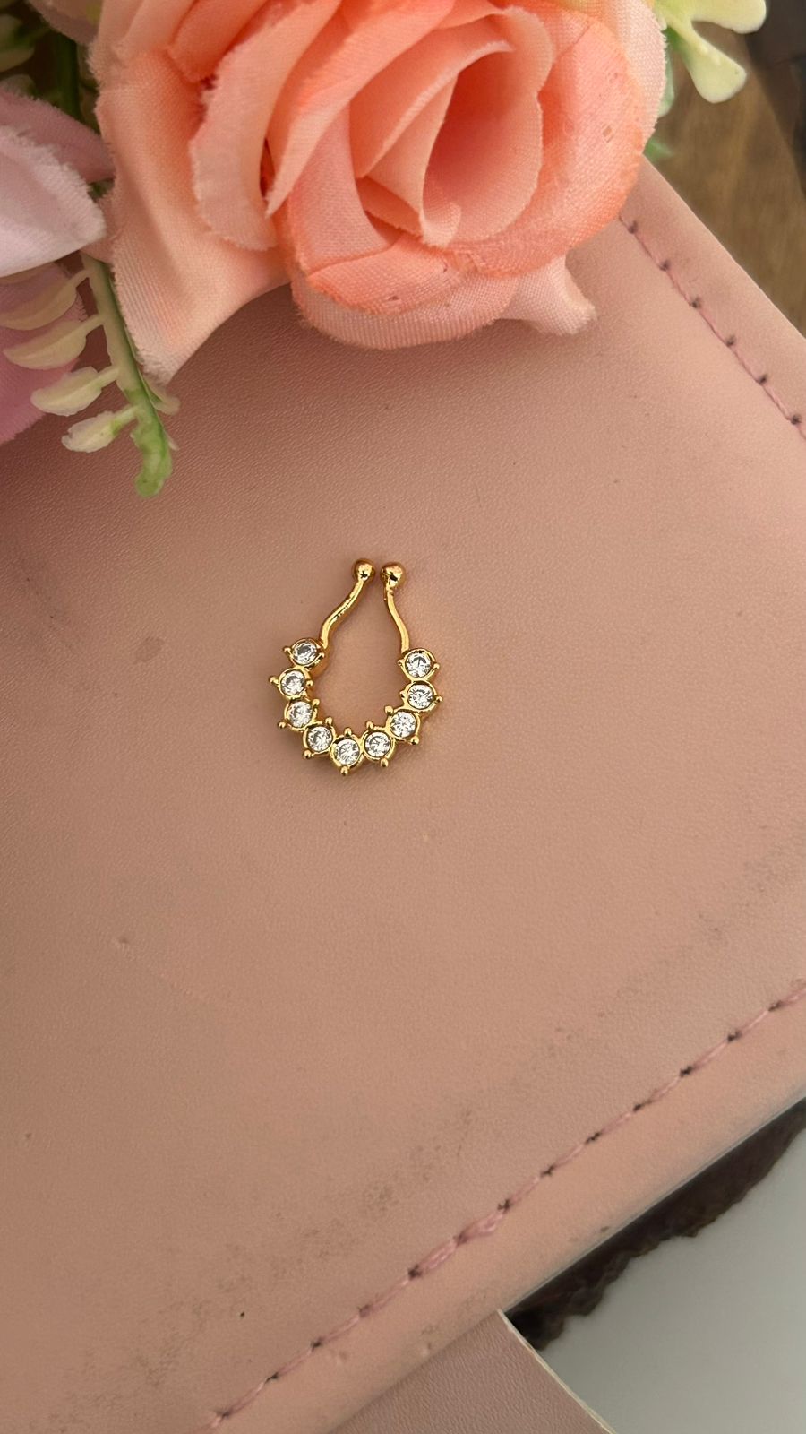 Traditional Panchaloha Stone Studded Nose Ring for Women