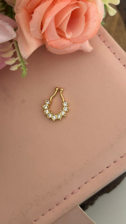 Traditional Panchaloha Stone Studded Nose Ring for Women