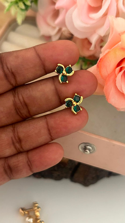 Panchaloham polished Big Stud Earrings with Detachable Swarovski Pearl Drop in colours