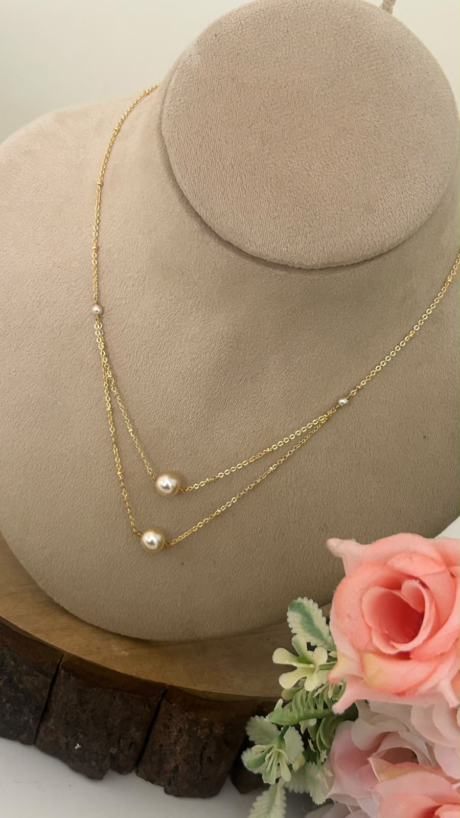 Trendy Pearl Chain Necklace with Swarovski Pearl Beads in 16 inches