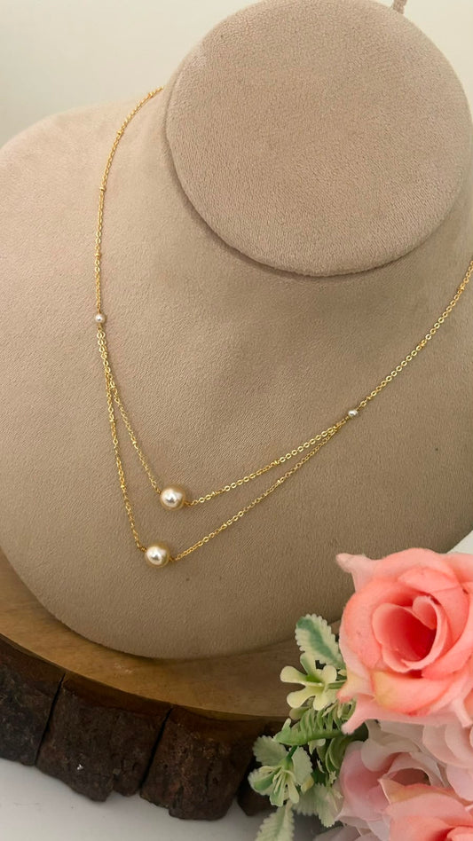 Trendy Pearl Chain Necklace with Swarovski Pearl Beads in 16 inches