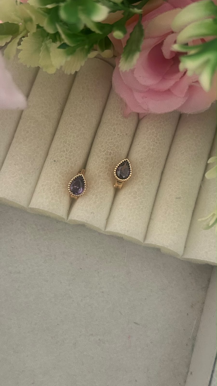 Premium CZ Teardrop Bali Earrings in ROSEGOLD Finish in small size