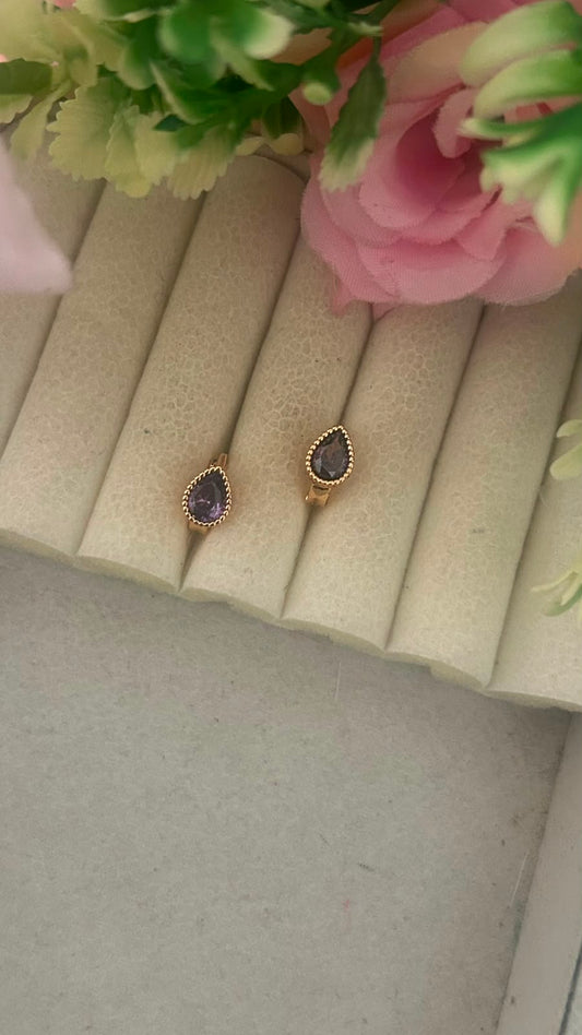 Premium CZ Teardrop Bali Earrings in ROSEGOLD Finish in small size